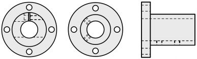 Flange de eixo com fixação por fenda e parafuso de aperto